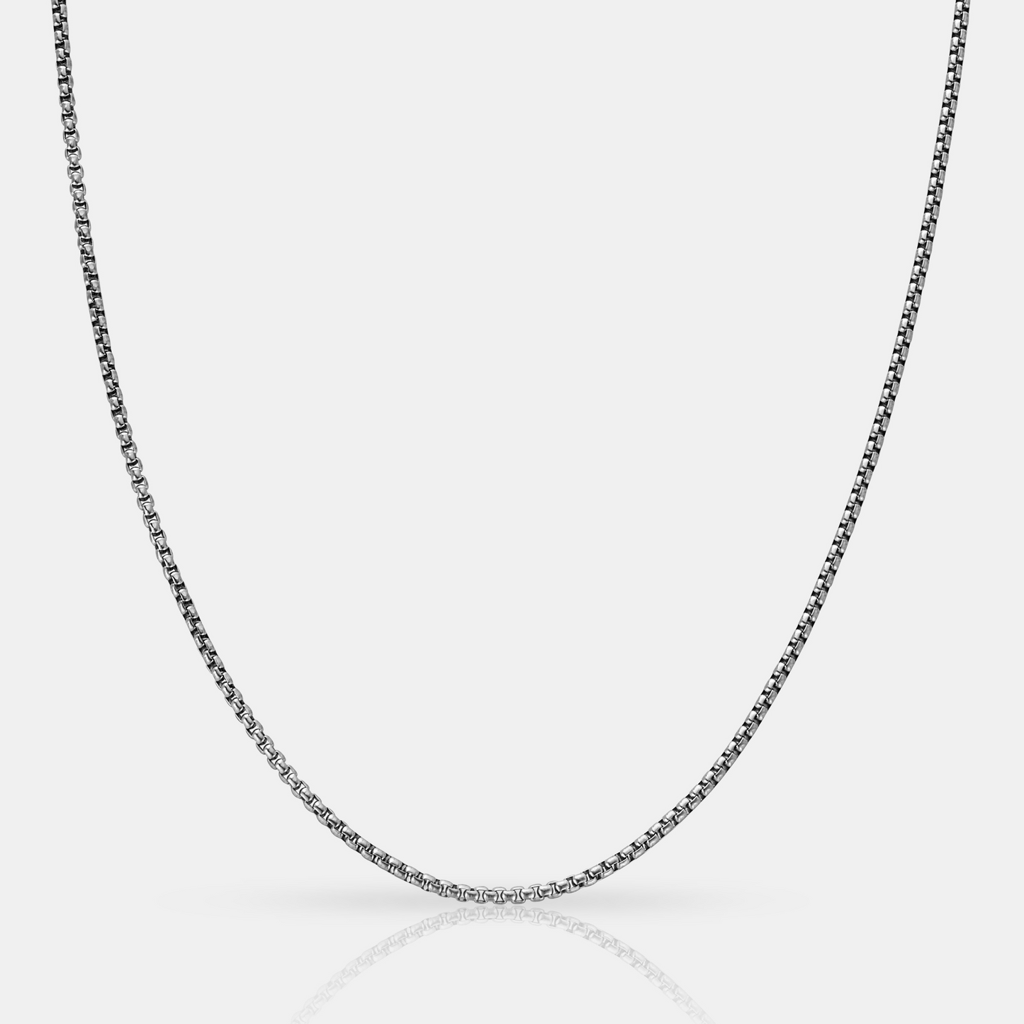 Ronde Box Ketting (Zilver) 2mm