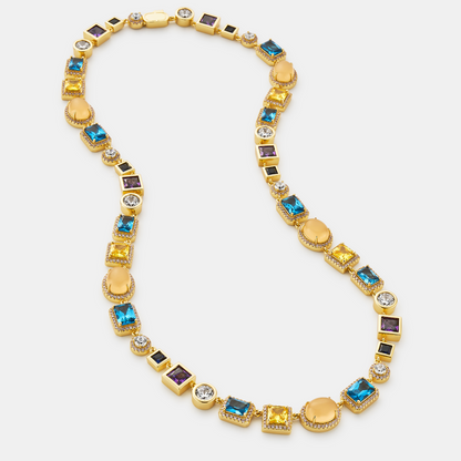 Saffier Edelsteen Ketting (Goud)