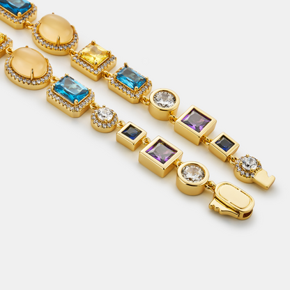 Saffier Edelsteen Ketting (Goud)