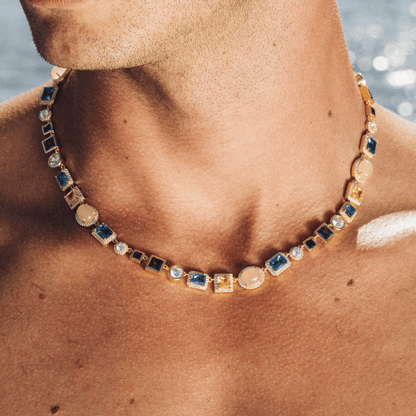 Saffier Edelsteen Ketting (Goud)