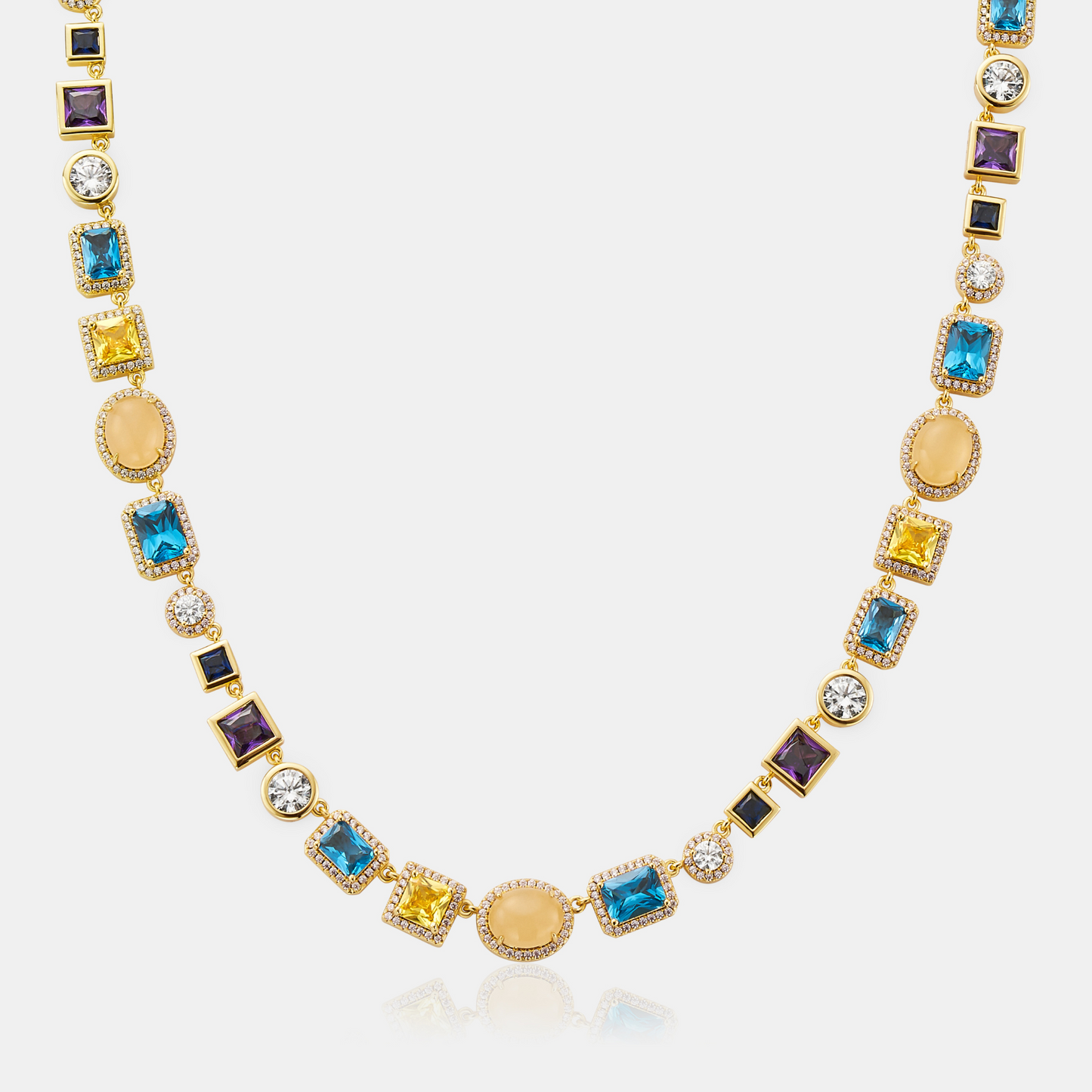 Saffier Edelsteen Ketting (Goud)