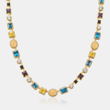Saffier Edelsteen Ketting (Goud)