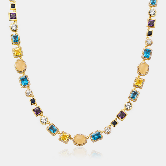 Saffier Edelsteen Ketting (Goud)