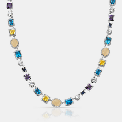 Saffier Edelsteen Ketting (Zilver)