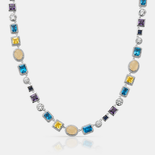 Saffier Edelsteen Ketting (Zilver)