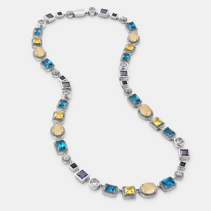 Saffier Edelsteen Ketting (Zilver)