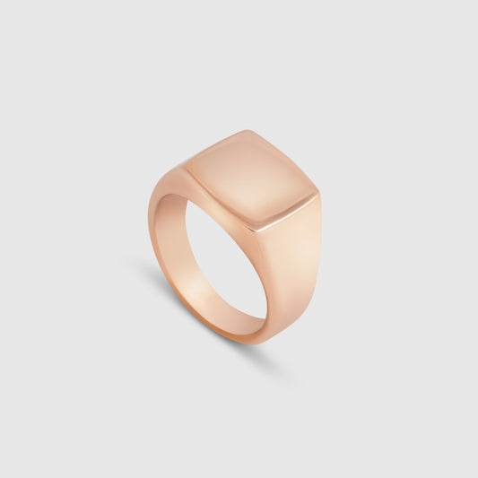 Vierkante Signet Ring (Roze Goud)