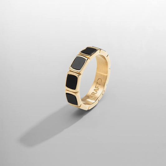 Onyx Steen Band Ring (Goud)